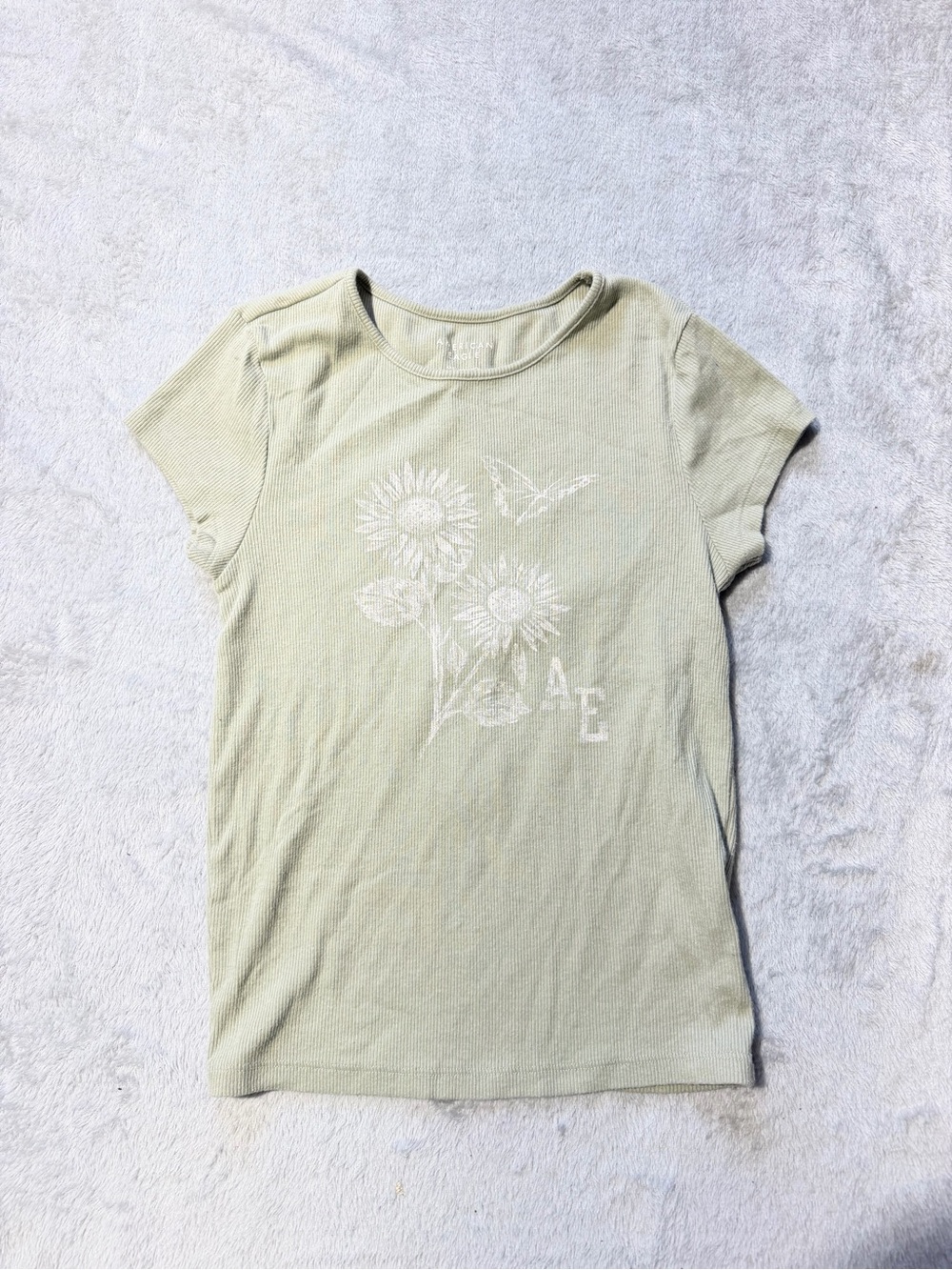 American Eagle Outfitters Sage Green Sunflower Graphic Tee
